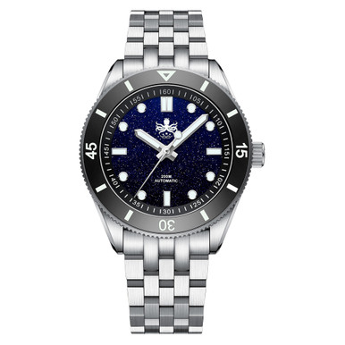 PHOIBOS Wave Master Automatic Dive Watch Dark Blue Aventurin No