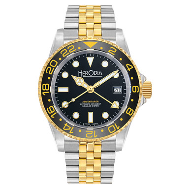 hero  Herodia Adventurer Ltd Edition Swiss GMT Two-Tone Watch #HADVBIBKBK.AC