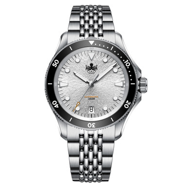 ディオ・ブランドー　スワロフスキー PHOIBOS Delphinus Automatic Dive Watch with Silver White Sunray