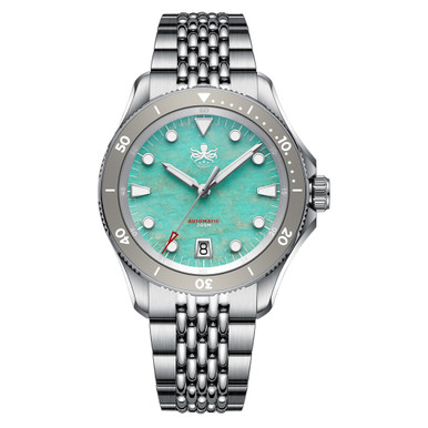 PHOIBOS Delphinus Automatic Dive Watch with Natural Amazonite