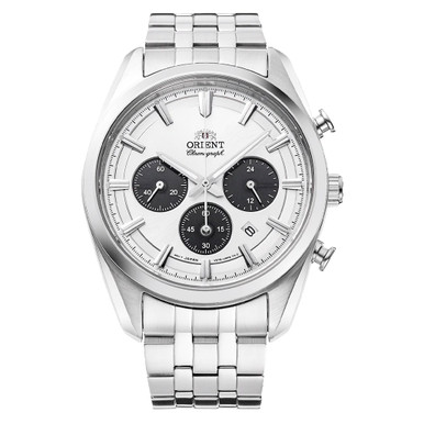 Orient TX03 Solar Quartz Chronograph Diver Watch with White Dial