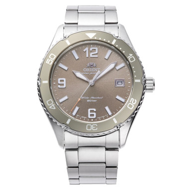 Orient Solar Quartz Diver Watch with Brown Sunburst Dial #RA