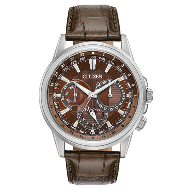 Citizen Calendrier 44mm Eco-Drive World Time Watch with Brown Dial #BU2020-29X