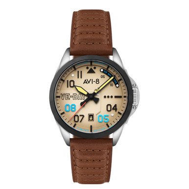 AVI-8 P-51 Mustang Patriot VE-Day 80th LE Victory Cream Watch #AV