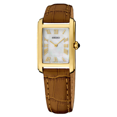 Seiko Essentials Goldtone Lady's Watch with Mother of Pearl Dial