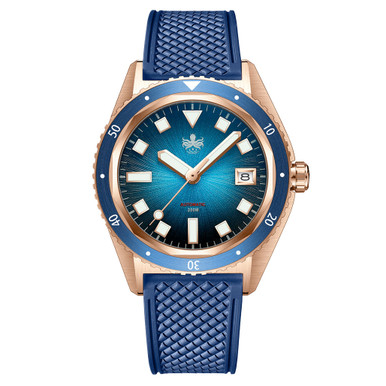 PHOIBOS Argo Bronze Automatic Dive Watch with Spiral Sunray Blue