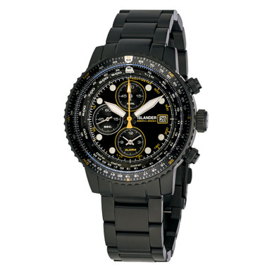 Islander Calverton Flight Chronograph Alarm Watch in IP Black #ISL-326