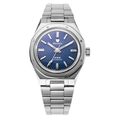 Nivada Grenchen 37mm F77 Watch with Blue Tapisserie Dial #68001A77