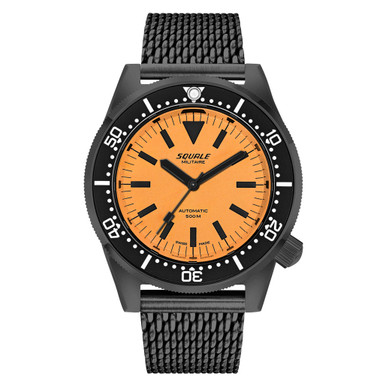 Squale 50 Atmos Dive watch with DLC Black Case and Orange