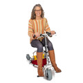Woman on TravelScoot Escape compact mobility scooter.