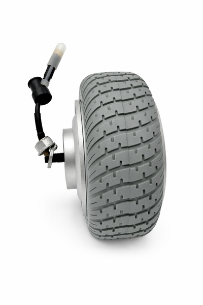 Hub-drive motor wheelset upright.