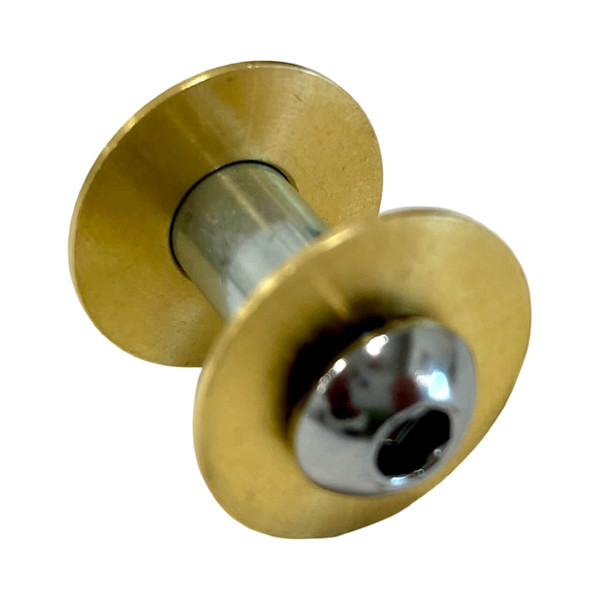 Brass-hat bushings for hinge assembly.