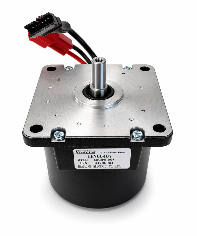 Front view of the belt-drive motor.