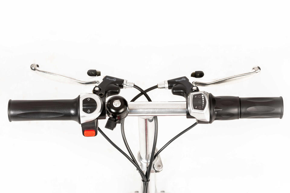 TravelScoot The Escape collapsible mobility scooter hand controls.