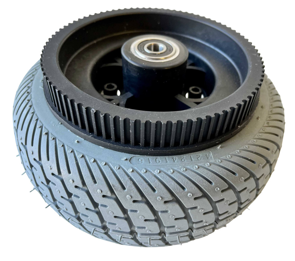 LEFT WHEEL FOR THE BELT DRIVE SCOOTER.