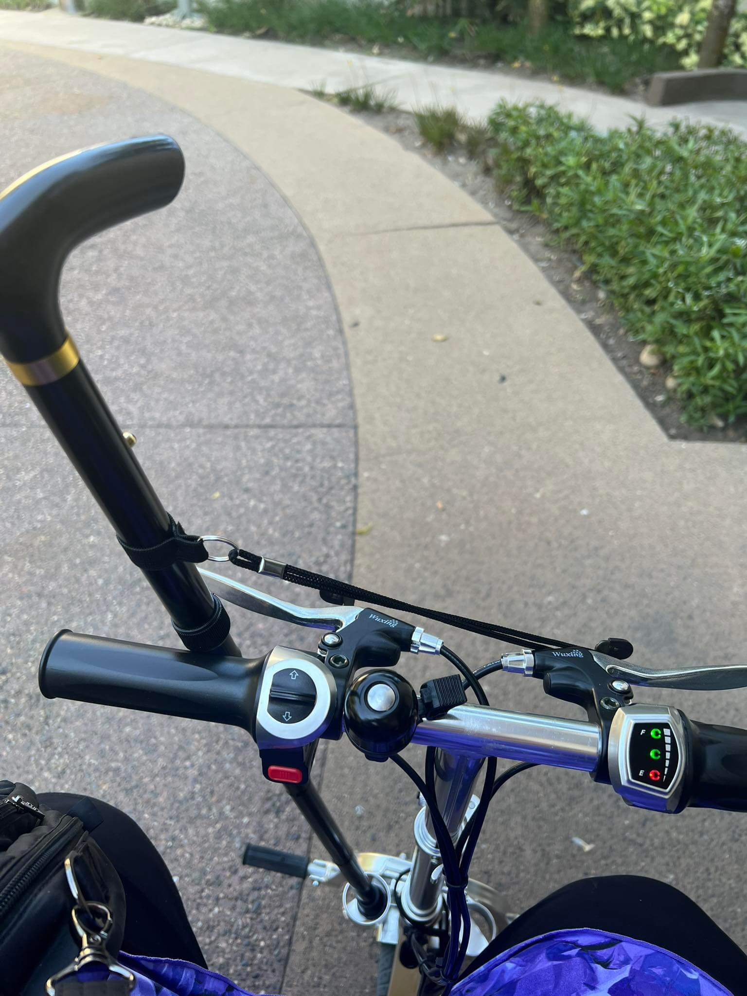 Mobility scooter cane use