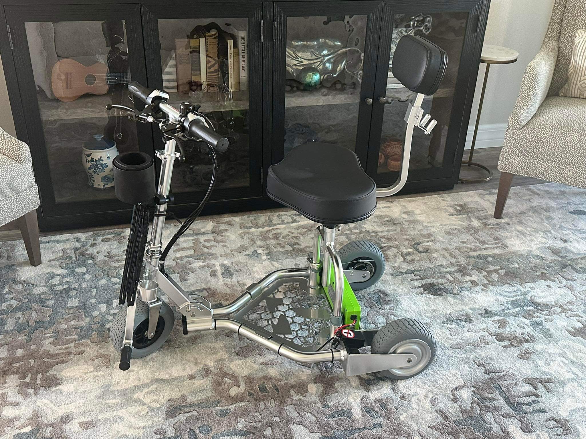 Mobility scooter on carpet