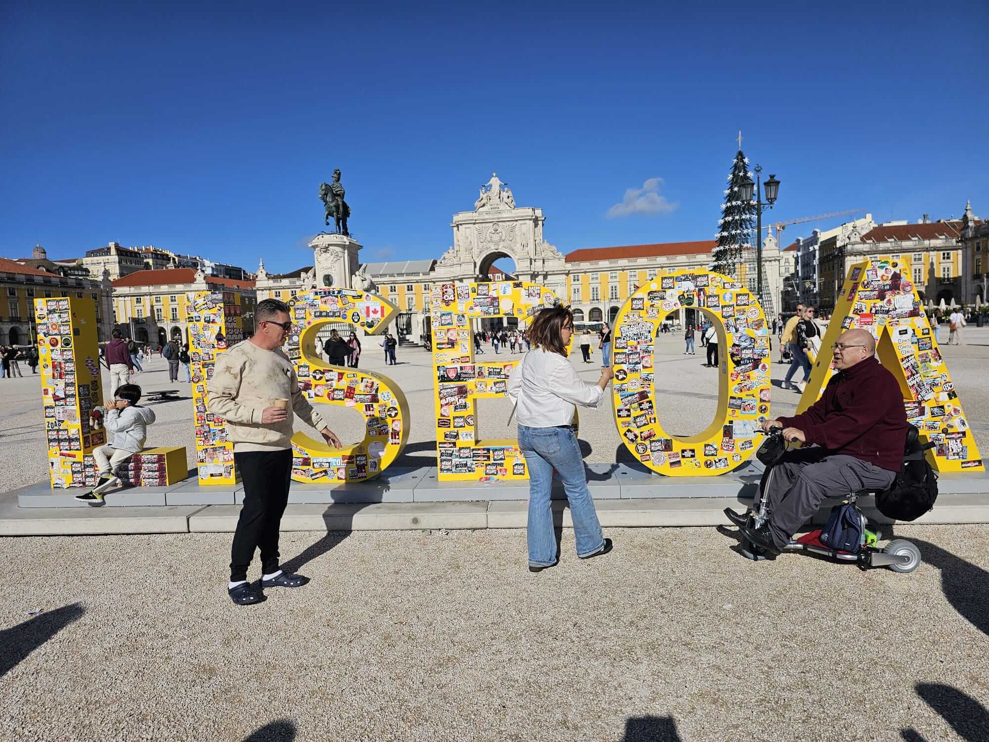 Mobility scooter in front of country sign