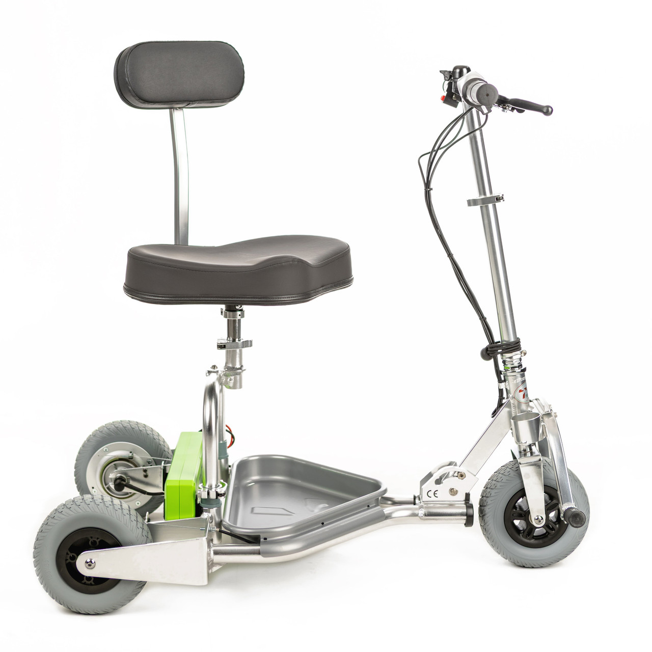 Current TravelScoot Escape with AirSafe battery, standard seat and included Utility Caddy