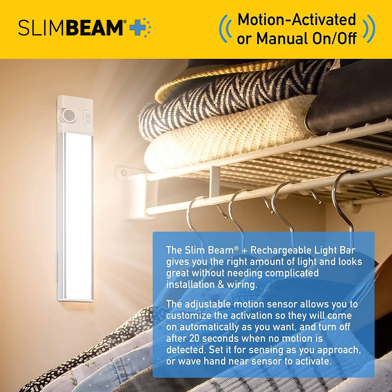 SENSOR BRITE SLIMBEAM UNDER LIGHT, USB RECHARGEABLE, MOTION