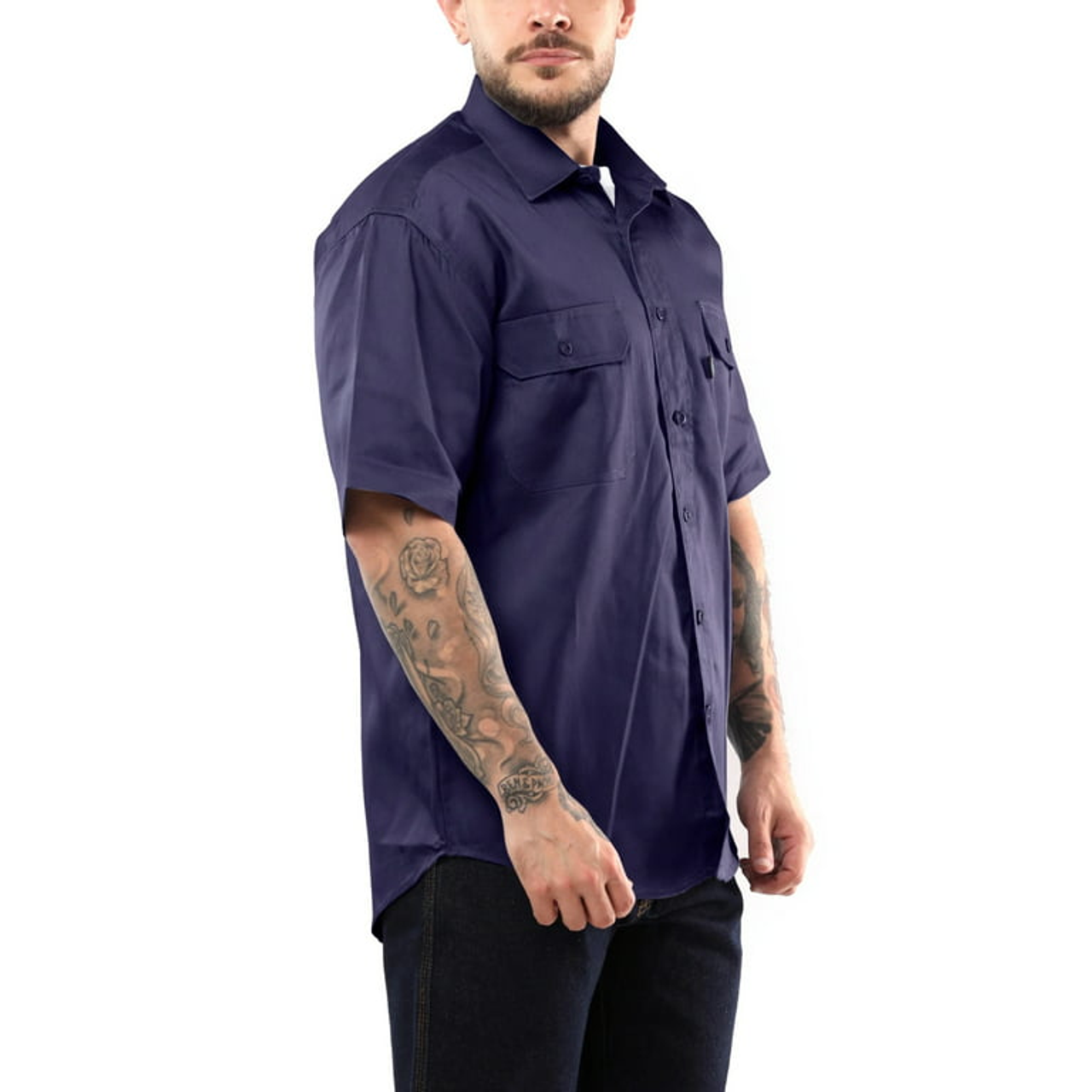Kolossus Men's Lightweight Cotton Blend Long Sleeve Work Shirt with Pockets