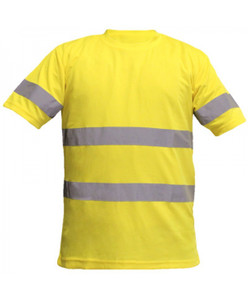 SWEATER IN DRY-FIT FABRIC ROUND NECK SHORT SLEEVES YELLOW WITH REFLECTIVE TAPE YELLOW