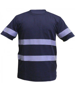 SWEATER IN DRY-FIT FABRIC ROUND NECK SHORT SLEEVES WITH REFLECTIVE TAPE NAVY BLUE