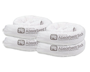 NEW PIG OIL ABSORBENT SOCK - OIL-ONLY ABSORBENT SOCK - 4 PACK - 3" X 48" SOCK - ABSORBS UP TO 1 ...