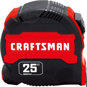 CRAFTSMAN 25-FT TAPE MEASURE WITH FRACTION MARKETING, RETRACTABLE, MANUAL-LOCKING BLADE (CMHT374...