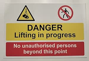 SIGN :DANGER, LIFTING IN PROGRESS 400MM X 400MM