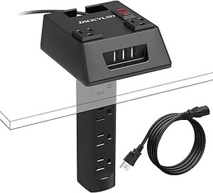 DESK RECESSED POWER STRIP SURGE PROTECTOR, JACKYLED DETACHABLE 2-IN-1 COMBINED MOUNTABLE CHARGIN