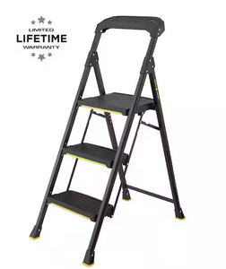 Gorilla Ladders 3-Step Pro-Grade Steel Step Stool, 300lbs. Load Capacity Type IA Duty Rating (9ft. Reach Height)