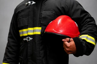Fire extinguisher mounted on a Guyana worksite