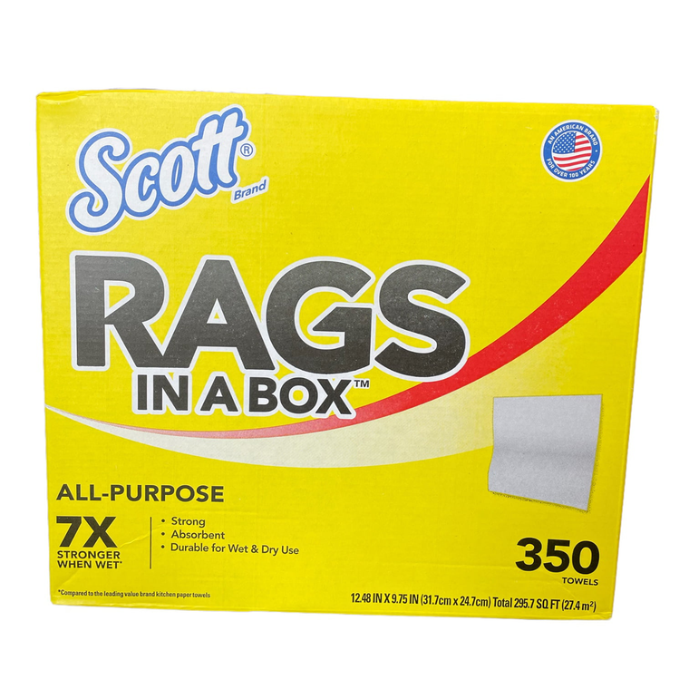 SCOTT RAGS IN A BOX 10X12" ALL-PURPOSE, STRONG, ABSORBENT 350 TOWELS