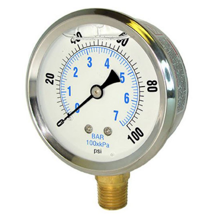 2 1/2" -30/0/100 1/4" LM LF 1 PC.CONNECTION BOTTOM MOUNTED OIL FILLED GAUGE
