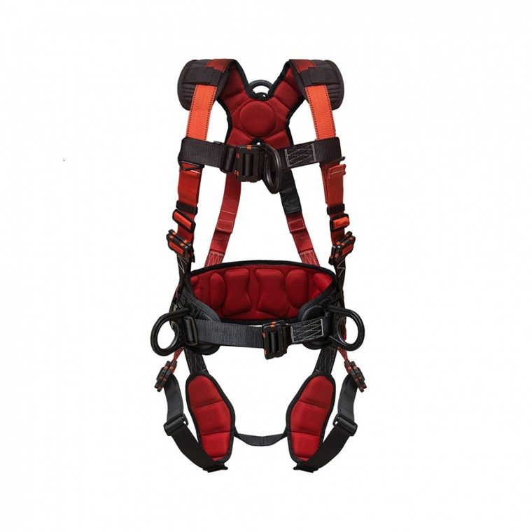 FULL BODY HARNESS, 4 RINGS, DIELECTRIC, WITH LUMBAR BELT, ANSI Z359.11, VANGARD