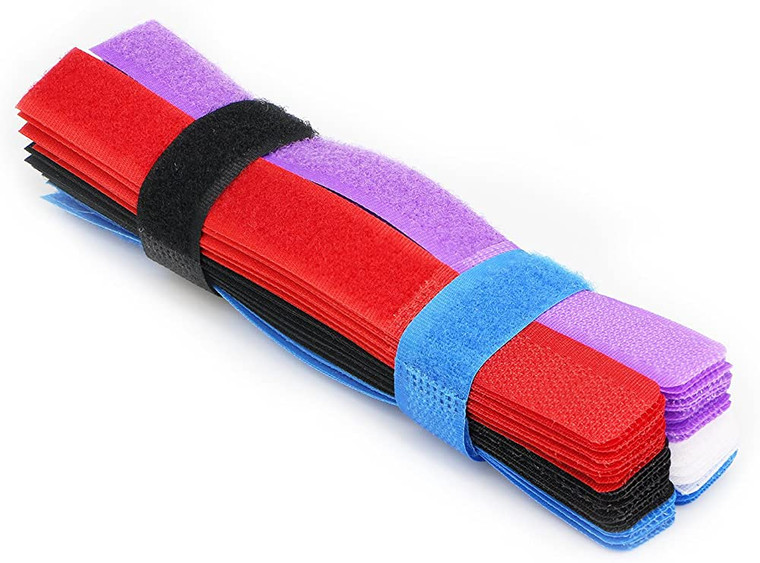 PASOW VELCRO CABLE TIES 7 INCH MULTI COLOURED EACH