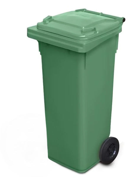 GREEN WHEELIE BINS 120L (SIZE L55 X W47 X H95CM WEIGHT- 7.5KG MATERIAL- HDPE MAX LOAD- 48KG BOTT...
