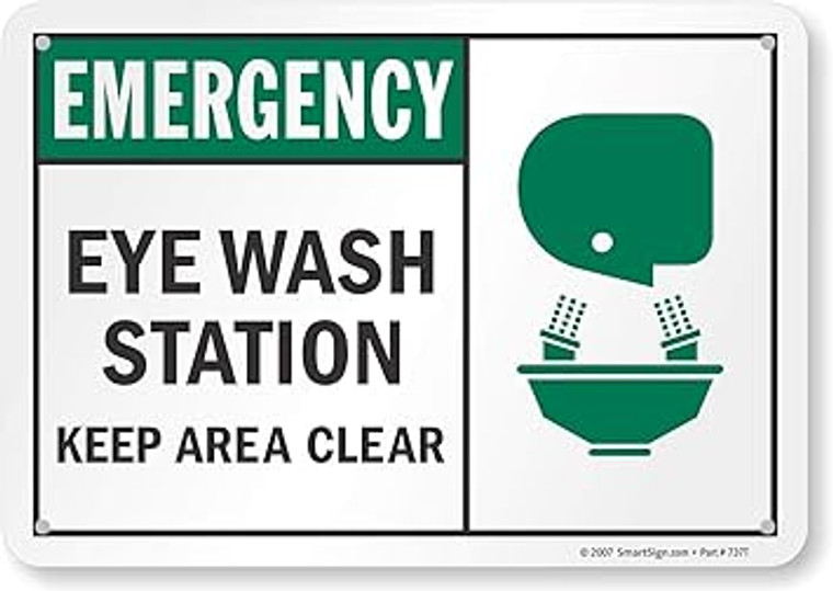 EMERGENCY EYE WASH STATION KEEP AREA CLEAN SIGN