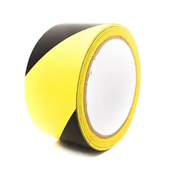 1 IN. BLACK AND YELLOW STRIPED ADHESIVE TAPE