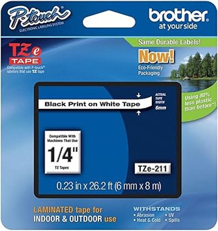 BROTHER LAMINATED TAPE BLACK ON WHITE 1" 1PC PK