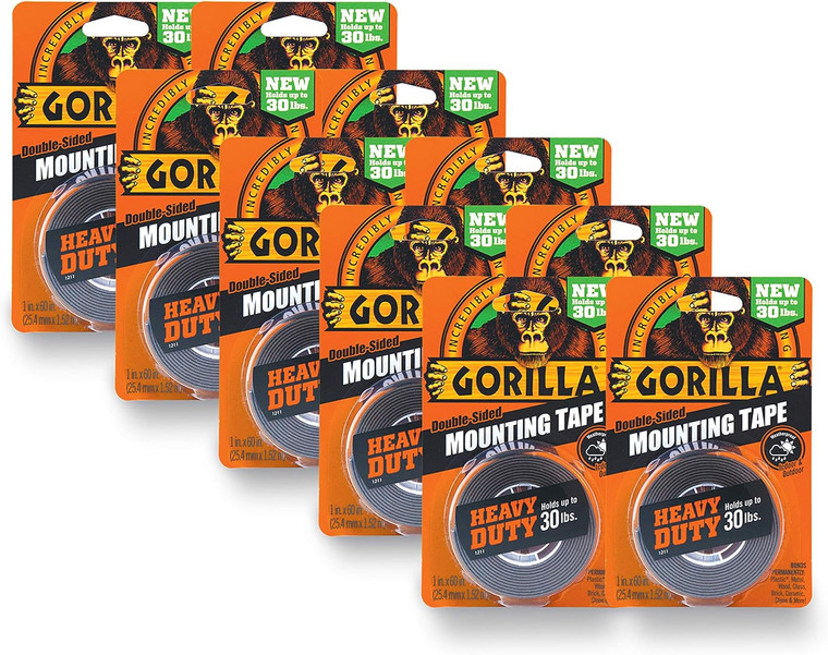 GORILLA BLACK HEAVY DUTY DOUBLE SIDED MOUNTING TAPE 1 IN. X 60 INCH 30LBS