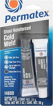 PERMATEX COLD WELD BONDING COMPOUND, TWO 1 OZ. TUBES, BLACK