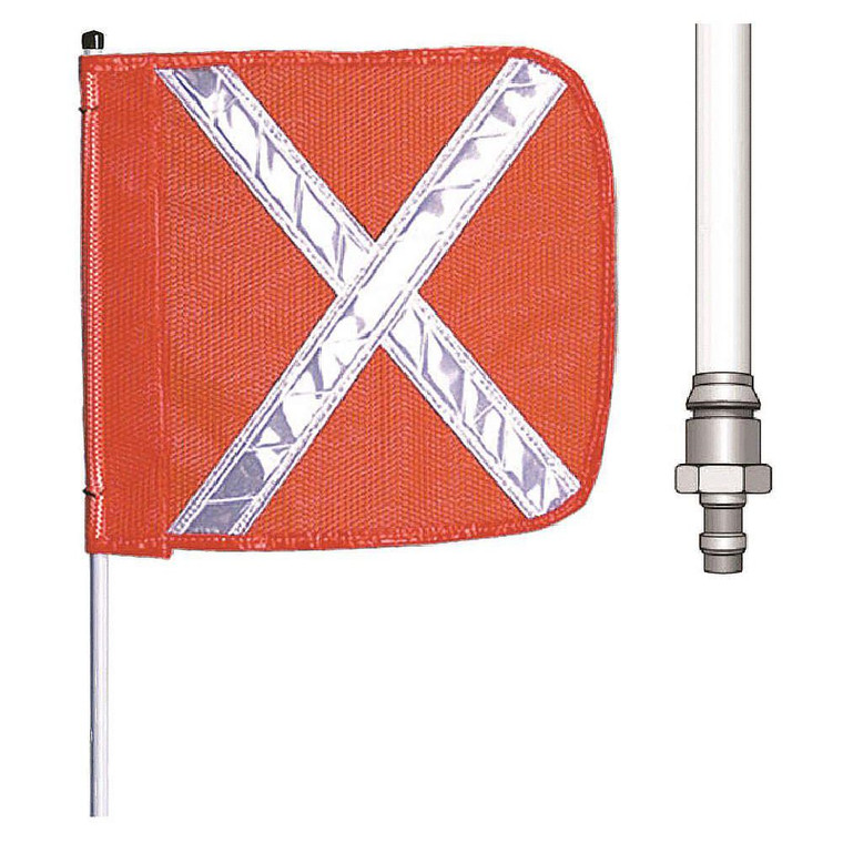 12 FOOT POLE WITH 16X16 FLAG WITH "X" ON REFLECTIVE