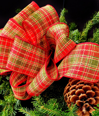 Wreath with Red & Green Plaid