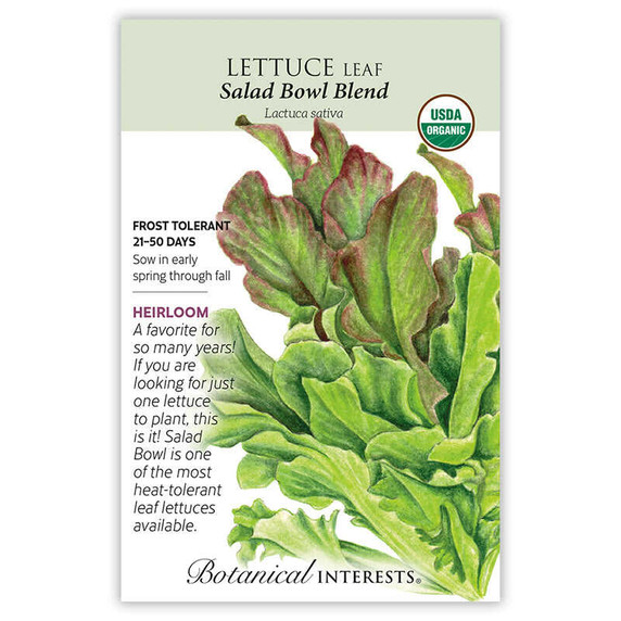Lettuce Seeds, Salad Bowl Blend, Organic