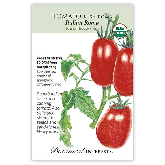 Tomato Seeds, Italian Roma Bush, Organic