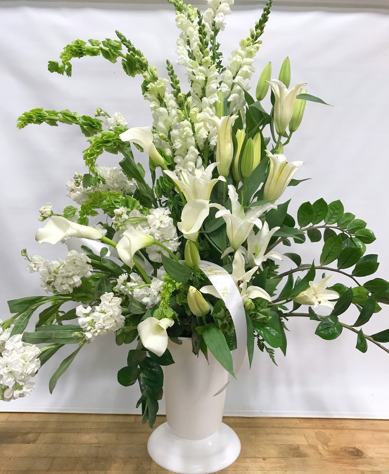 Contemporary White Urn arrangement