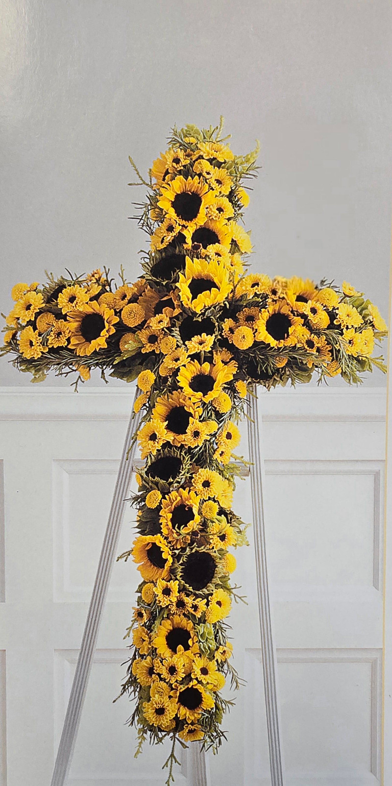 Seasonal Sunflower Cross Standing Spray