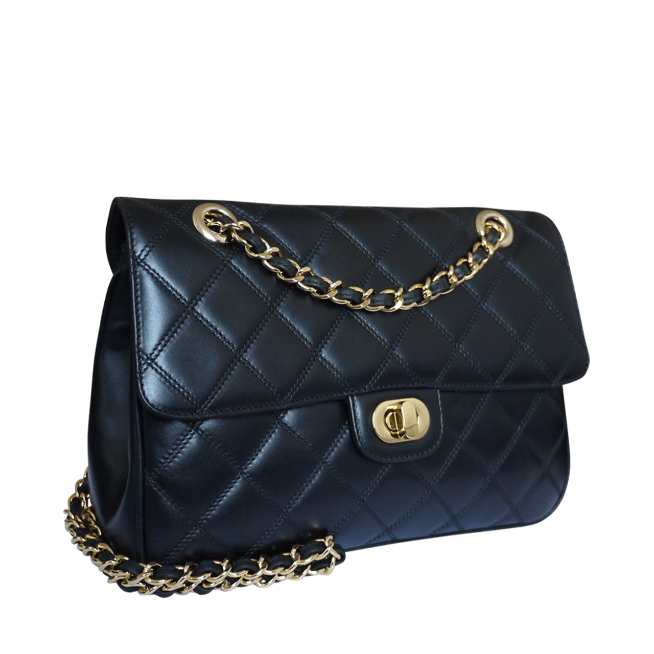 black quilted handbag